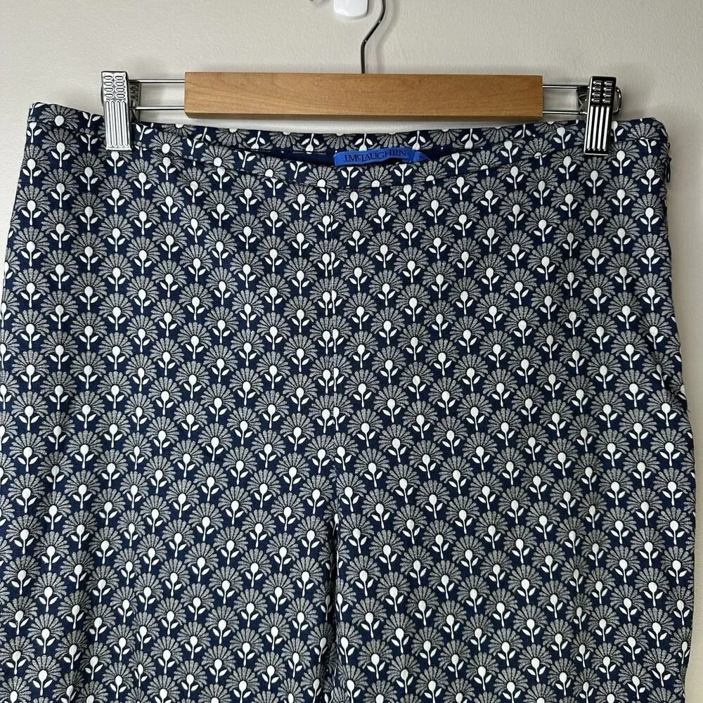 J. McLaughlin Pants Women Size 10 Stretch Art Deco Floral Print Casual Vacation - Picture 2 of 7